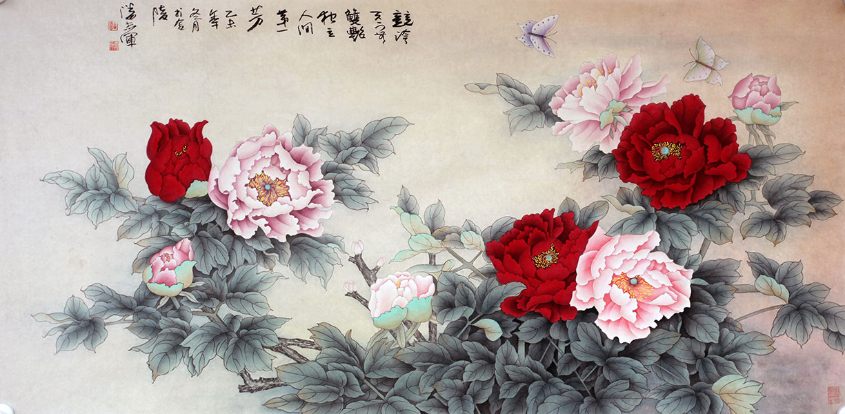 潘志军花鸟《牡丹》180×96CM